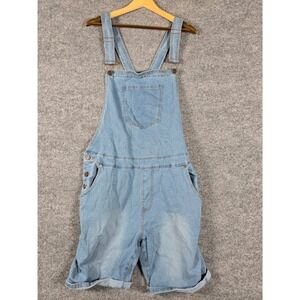 MAN boohooMAN Blue Slim Fit Denim Dungaree Shorts Men's Size XL MZZ80724
